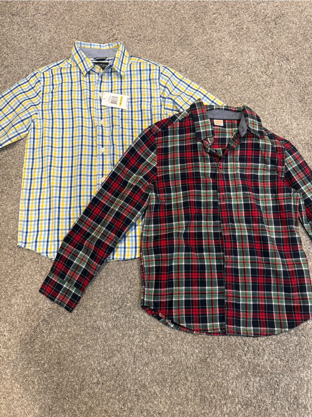 Nautica and Gymboree Yellow & Blue Plaid and Red Plaid Button-Up Shirts, 10/12